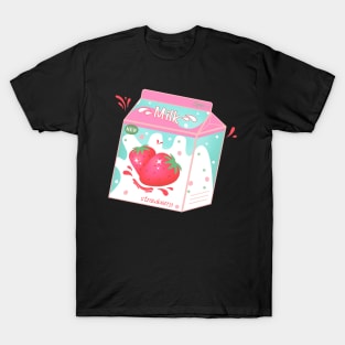 Retro 90s Japanese Kawaii Strawberry Milk Shake Carton T-Shirt